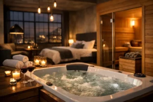 Loft avec jacuzzi et sauna pour une nuit à deux